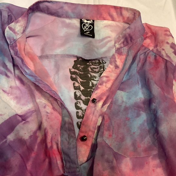 Tye dye sheer blouse L - Picture 5 of 8